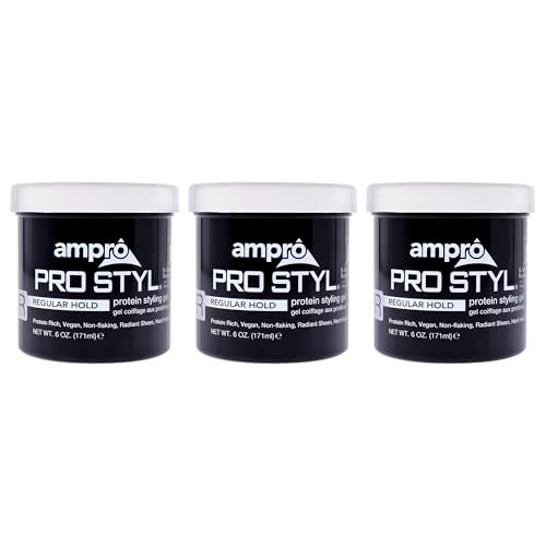 AmPro Pro Styl Styling Gel  NonFlaking Alcohol Free Vegan Formula  Flexible Touchable Hold for All Hair Textures  Regular  3 pc